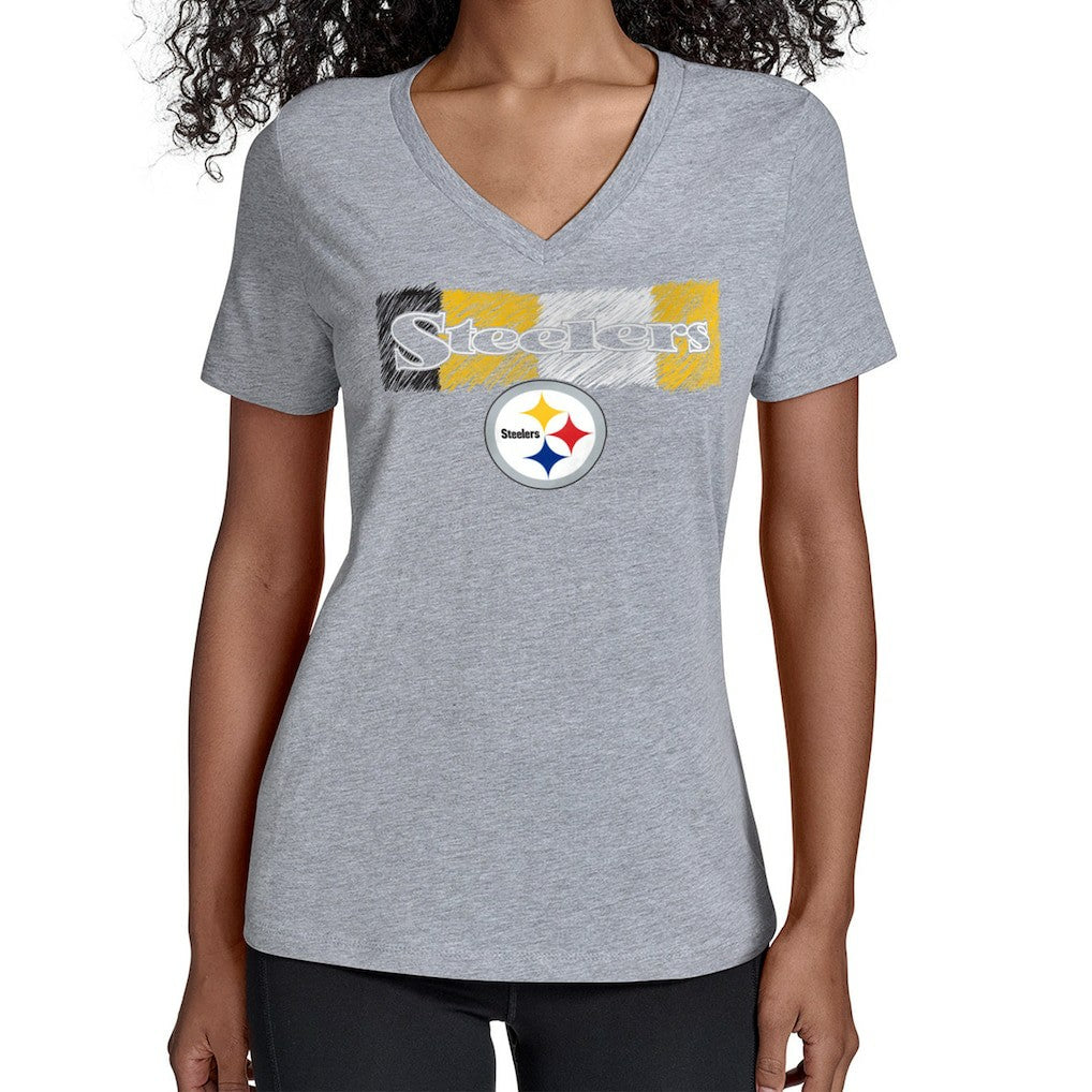 Starter Women's Color Shading V-Neck T-Shirt - Pittsburgh Steelers T-shirts
