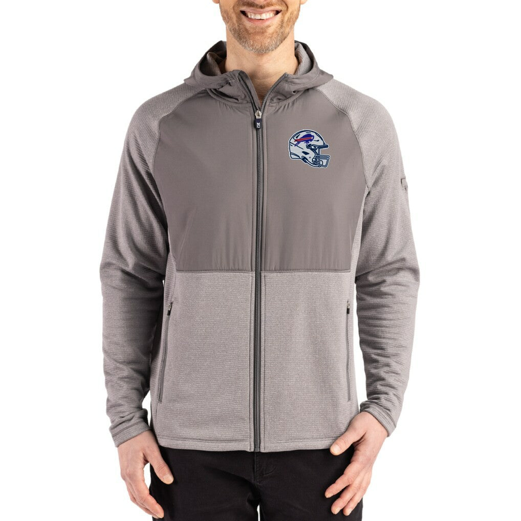 Cutter & Buck Peshastin Eco Fleece Recycled Raglan Full-Zip Tri-Blend Hybrid Jacket - Buffalo Bills Jackets