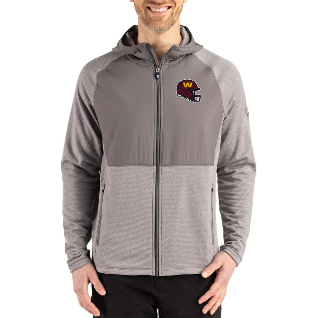 Cutter & Buck Peshastin Eco Fleece Recycled Raglan Full-Zip Tri-Blend Hybrid Jacket - Washington Commanders Jackets