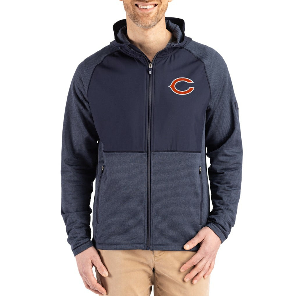 Cutter & Buck Peshastin Eco Fleece Recycled Raglan Full-Zip Tri-Blend Hybrid Jacket - Chicago Bears Jackets