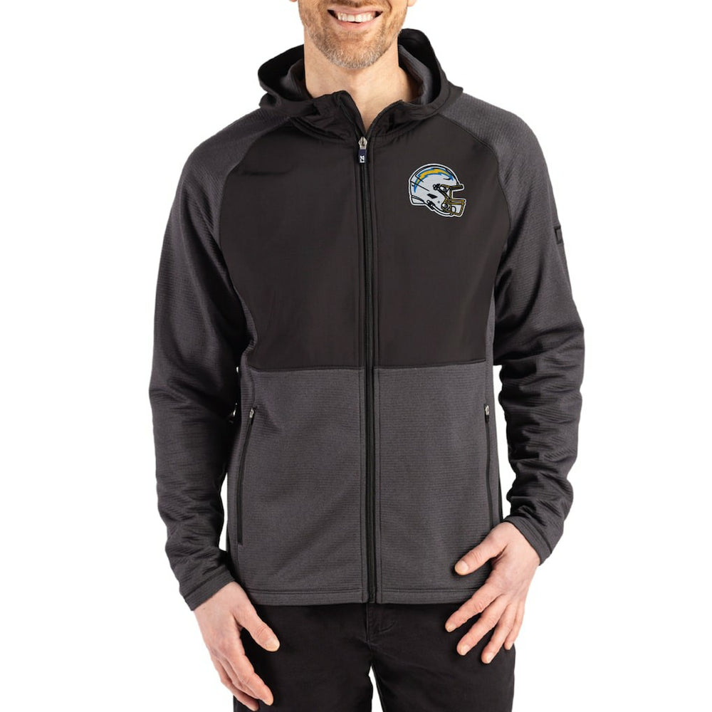 Cutter & Buck Peshastin Eco Fleece Recycled Raglan Full-Zip Tri-Blend Hybrid Jacket - Los Angeles Chargers Jackets
