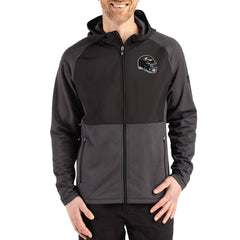 Cutter & Buck Peshastin Eco Fleece Recycled Raglan Full-Zip Tri-Blend Hybrid Jacket - Baltimore Ravens Jackets