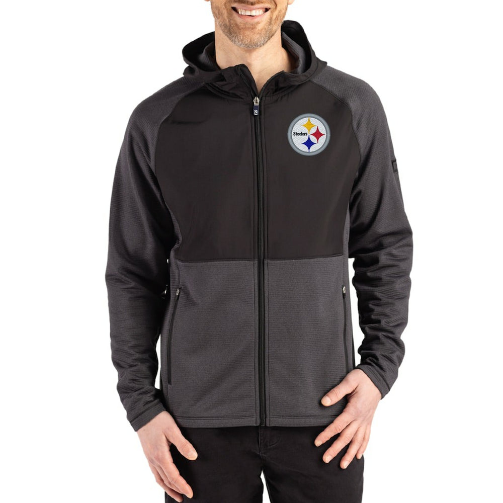 Cutter & Buck Peshastin Eco Fleece Recycled Raglan Full-Zip Tri-Blend Hybrid Jacket - Pittsburgh Steelers Jackets