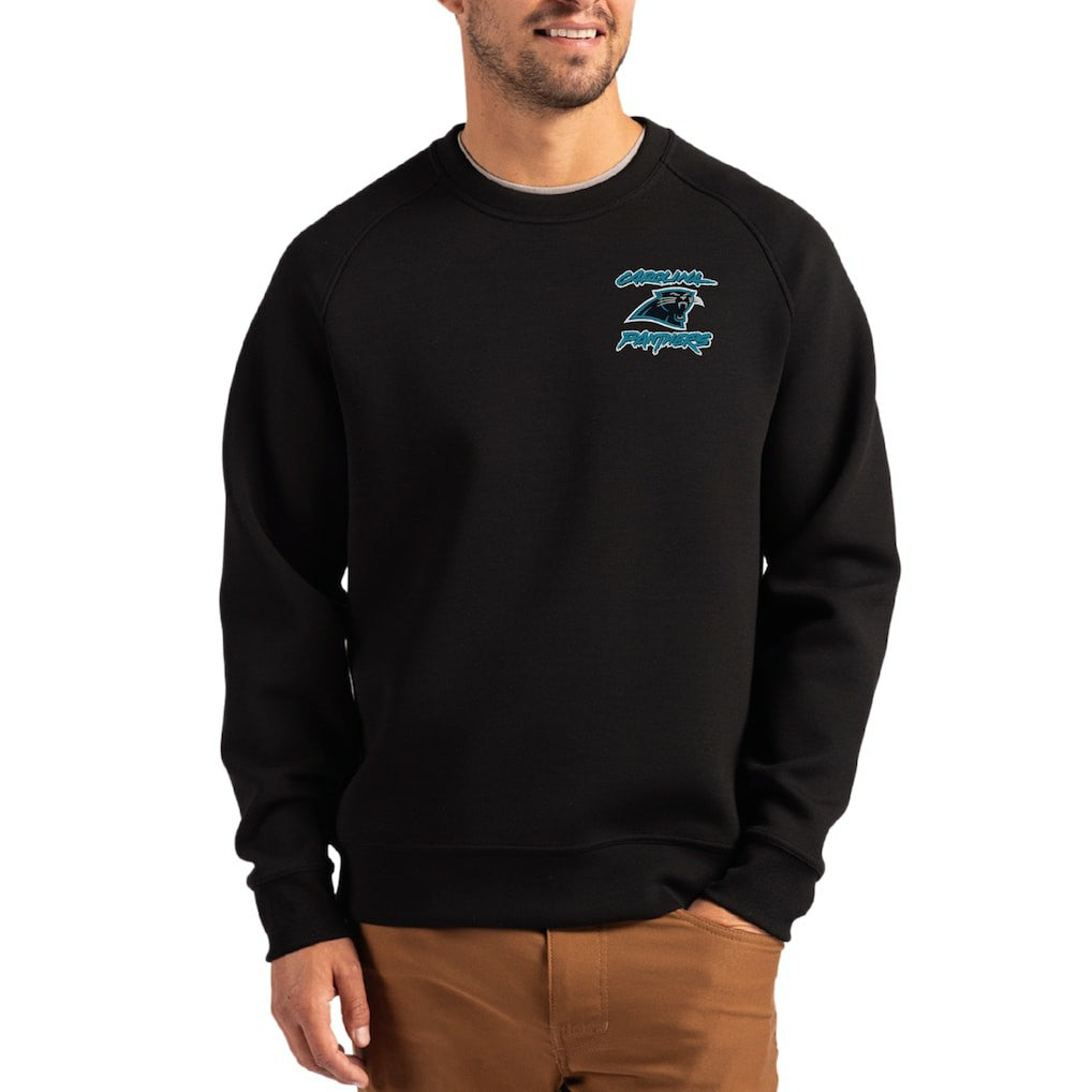 Cutter & Buck Throwback Roam Recycled Raglan Pullover Sweatshirt - Carolina Panthers Pullover