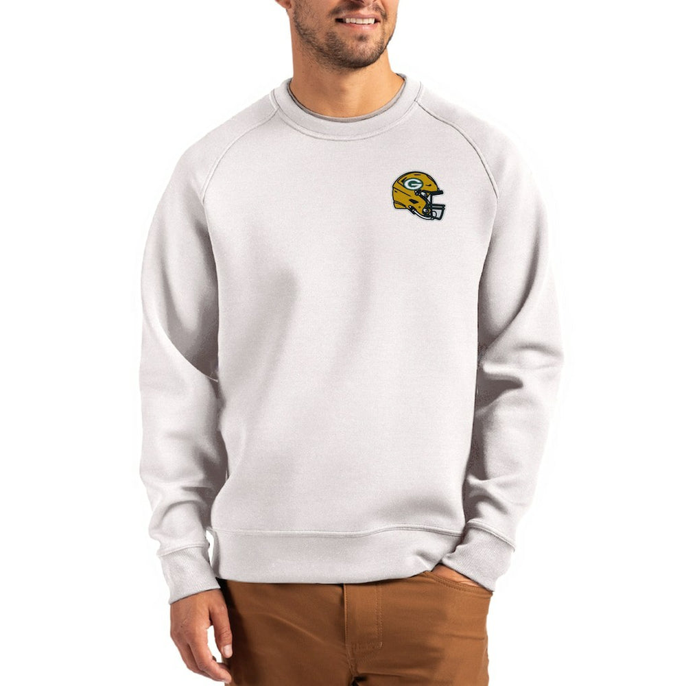 Cutter & Buck Helmet Roam Recycled Raglan Pullover Sweatshirt - Green Bay Packers Pullover