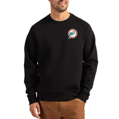 Cutter & Buck Throwback Roam Recycled Raglan Pullover Sweatshirt - Miami Dolphins Pullover