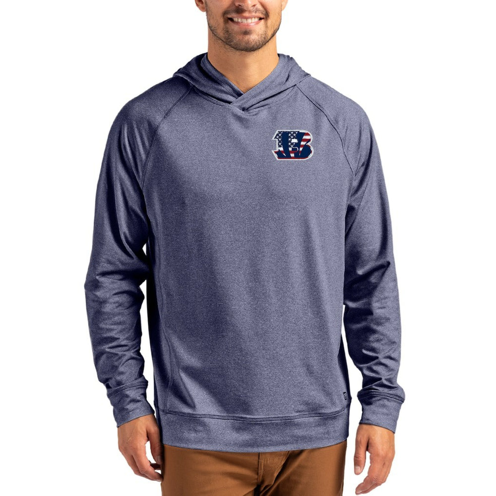 Cutter & Buck Adapt Americana Knit Recycled Raglan Pullover Hoodie - Cincinnati Bengals Hoodies