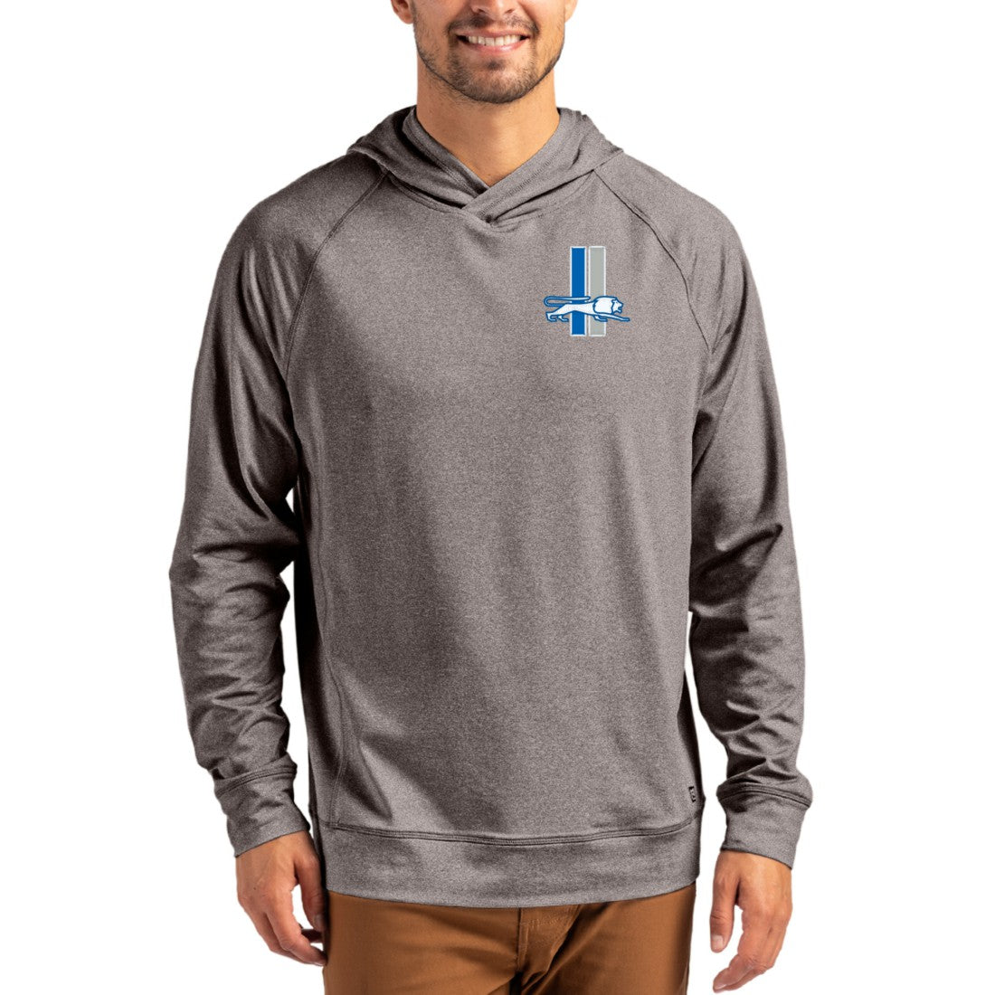 Cutter & Buck Adapt Historic Knit Recycled Raglan Pullover Hoodie - Detroit Lions Hoodies