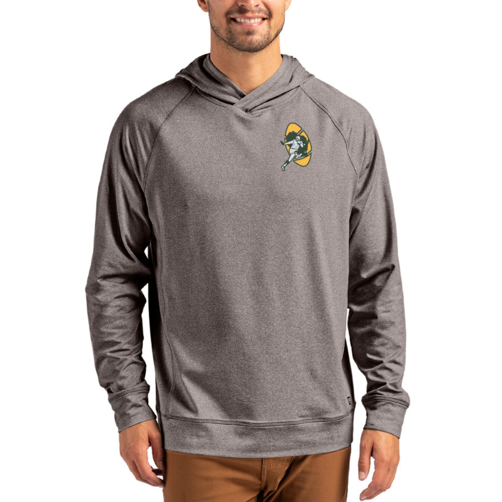 Cutter & Buck Adapt Historic Knit Recycled Raglan Pullover Hoodie - Green Bay Packers Hoodies