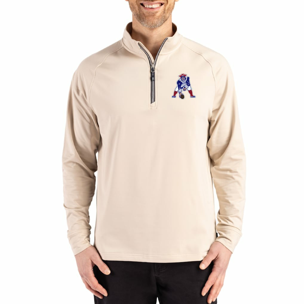 Cutter & Buck Throwback Logo Adapt Eco Knit Stretch Recycled Quarter-Zip Pullover - New England Patriots Pullover