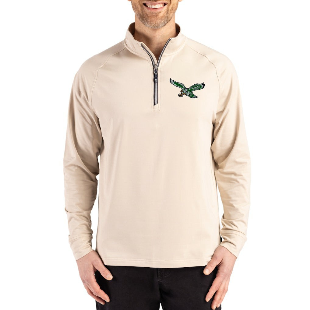 Cutter & Buck Throwback Logo Adapt Eco Knit Stretch Recycled Quarter-Zip Pullover - Philadelphia Eagles Pullover