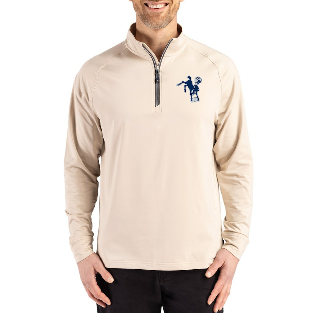 Cutter & Buck Throwback Logo Adapt Eco Knit Stretch Recycled Quarter-Zip Pullover - Indianapolis Colts Pullover