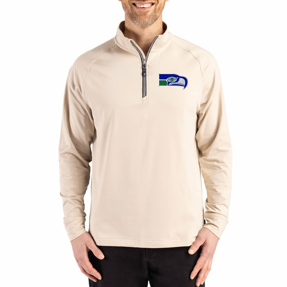 Cutter & Buck Adapt Eco Knit Stretch Recycled Quarter-Zip Pullover - Seattle Seahawks Pullover
