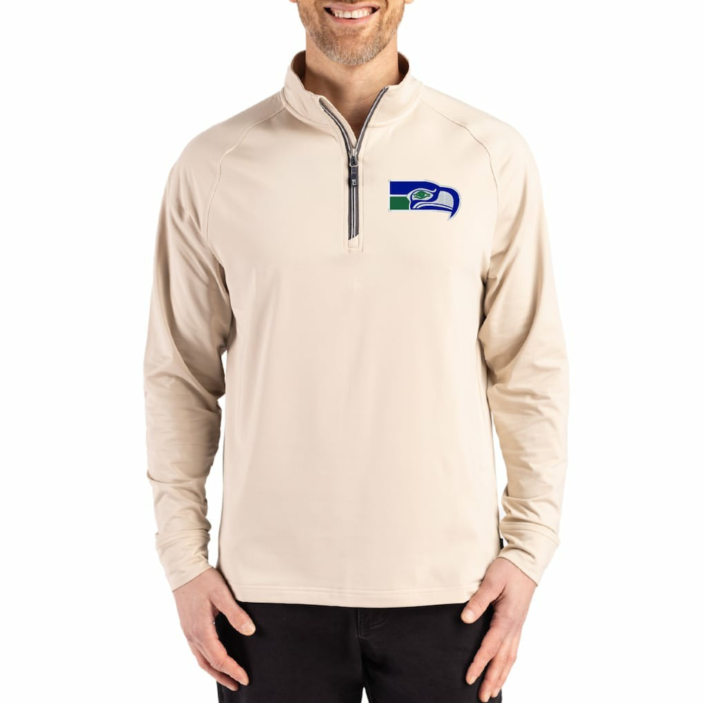 Cutter & Buck Adapt Eco Knit Stretch Recycled Quarter-Zip Pullover - Seattle Seahawks Pullover