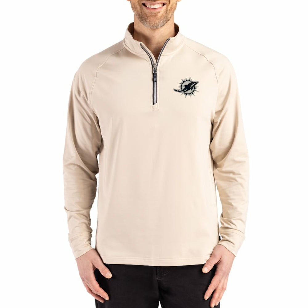 Cutter & Buck Adapt Eco Knit Stretch Recycled Quarter-Zip Pullover - Miami Dolphins Pullover