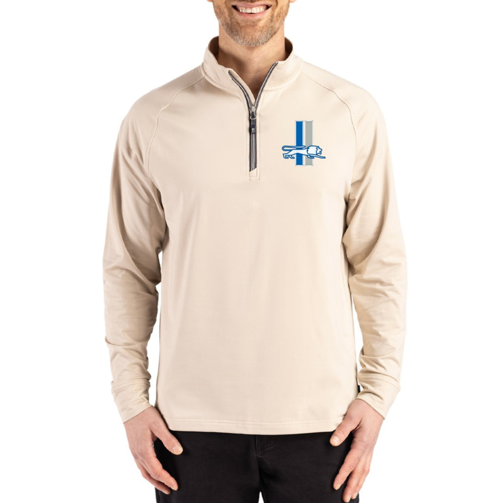 Cutter & Buck Throwback Logo Adapt Eco Knit Stretch Recycled Quarter-Zip Pullover - Detroit Lions Pullover