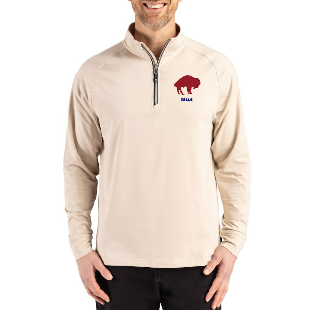 Cutter & Buck Throwback Logo Adapt Eco Knit Stretch Recycled Quarter-Zip Pullover - Buffalo Bills Pullover