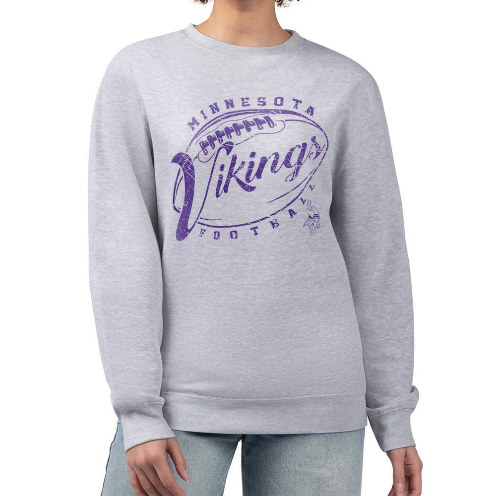 G-III 4Her by Carl Banks Women's Distressed Graphics Fleece Pullover Sweatshirt - Minnesota Vikings Pullover