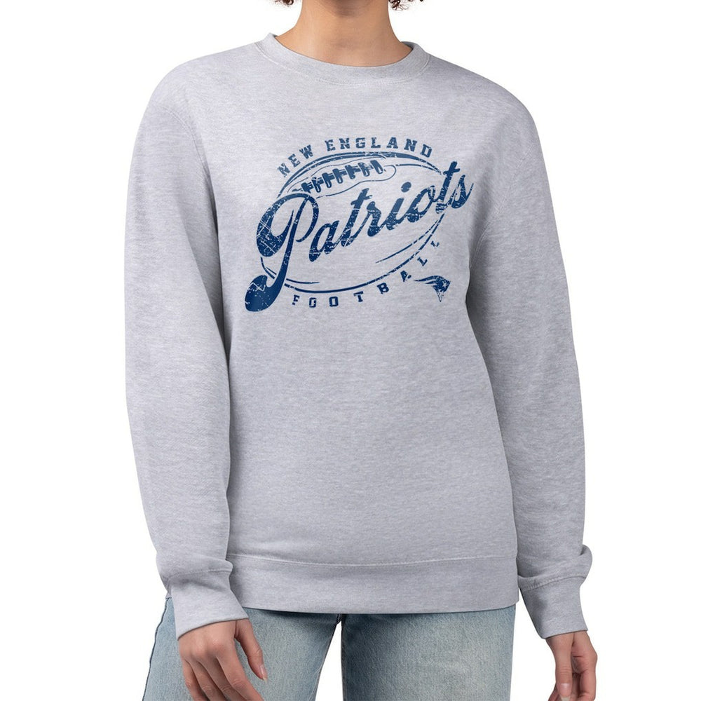 G-III 4Her by Carl Banks Women's Distressed Graphics Fleece Pullover Sweatshirt - New England Patriots Pullover
