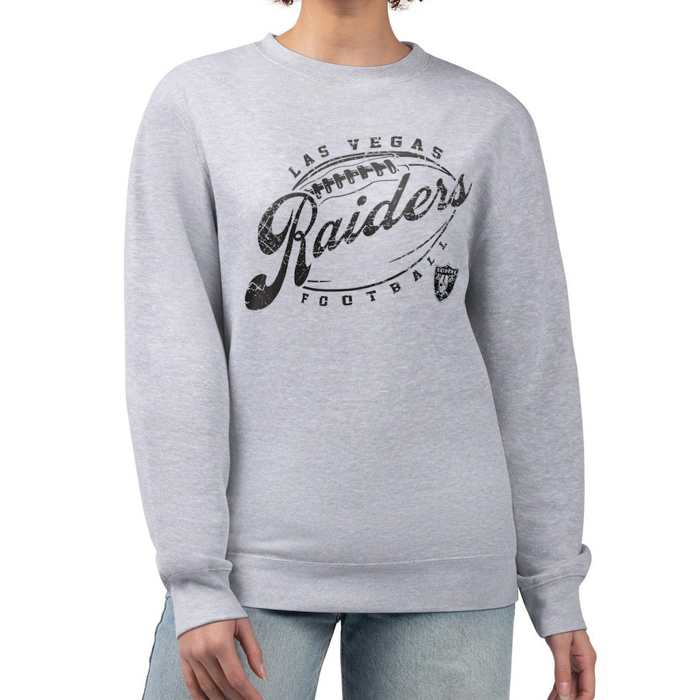 G-III 4Her by Carl Banks Women's Distressed Graphics Fleece Pullover Sweatshirt - Las Vegas Raiders Pullover