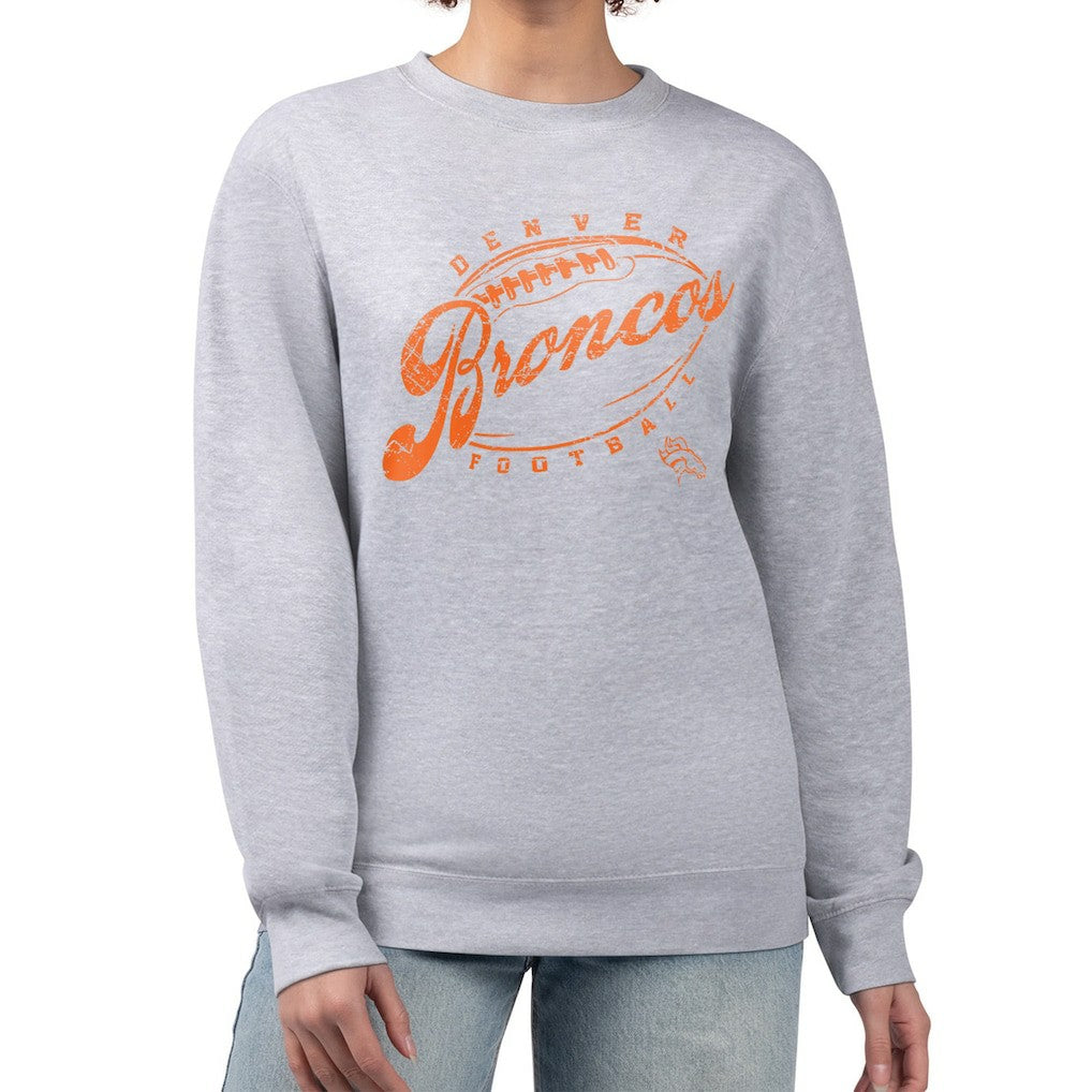 G-III 4Her by Carl Banks Women's Distressed Graphics Fleece Pullover Sweatshirt - Denver Broncos Pullover