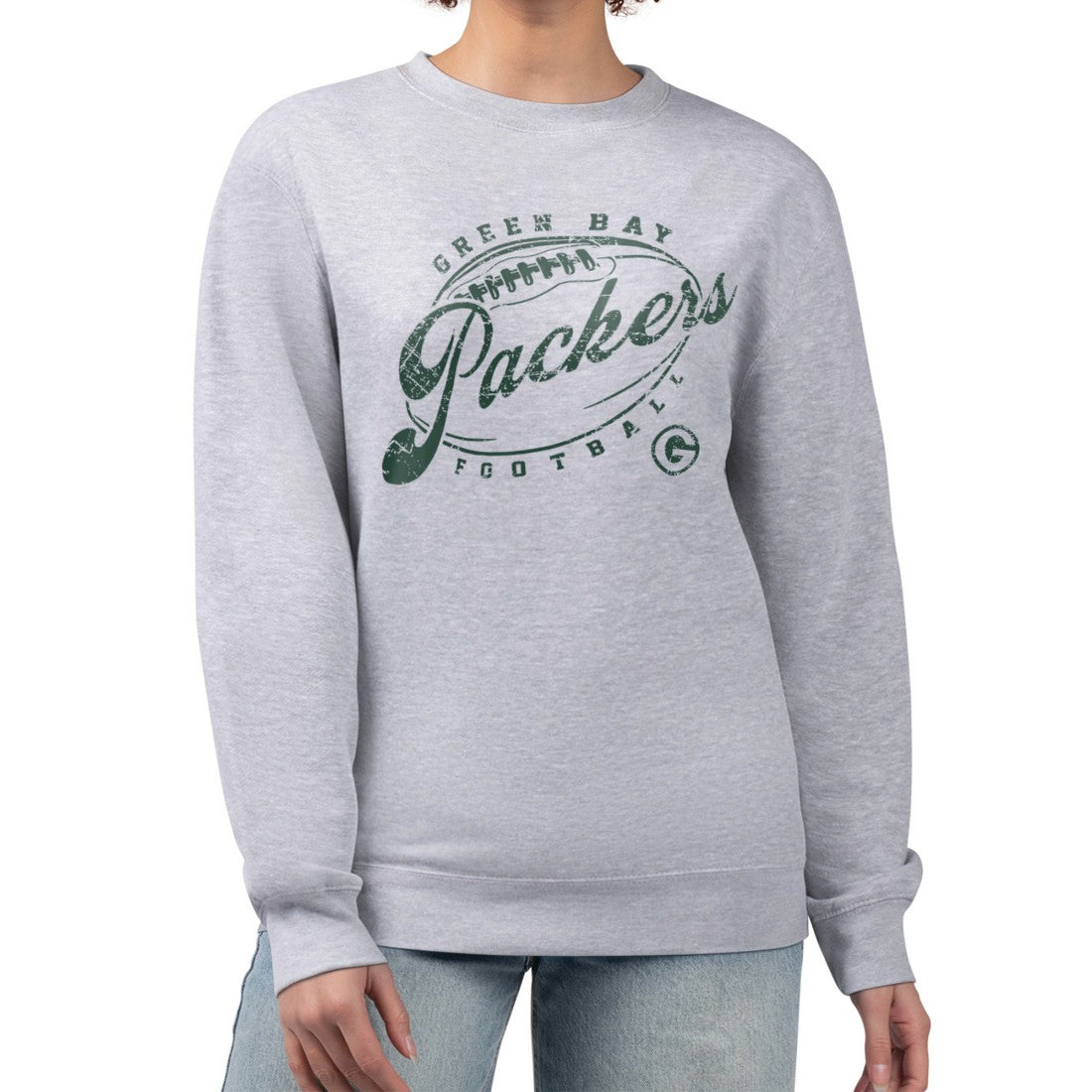 G-III 4Her by Carl Banks Women's Distressed Graphics Fleece Pullover Sweatshirt - Green Bay Packers Pullover