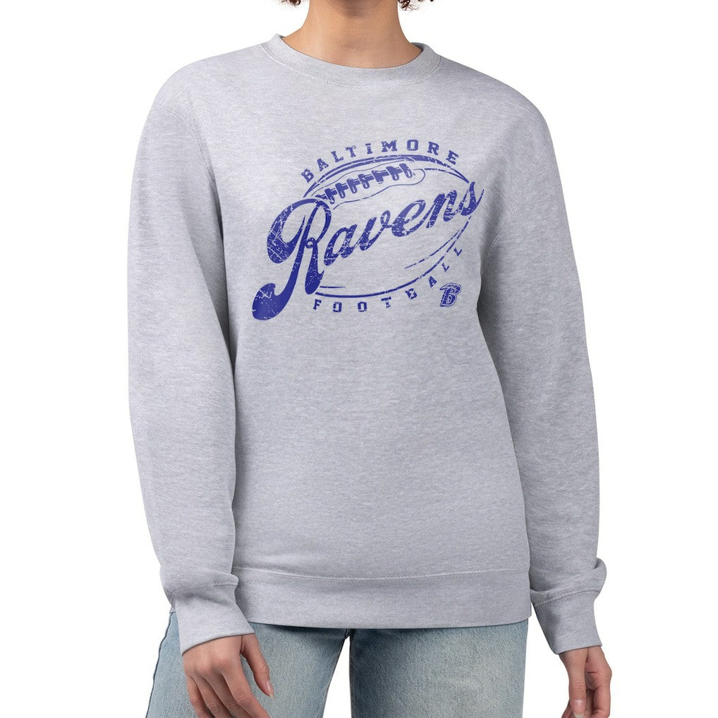 G-III 4Her by Carl Banks Women's Distressed Graphics Fleece Pullover Sweatshirt - Baltimore Ravens Pullover