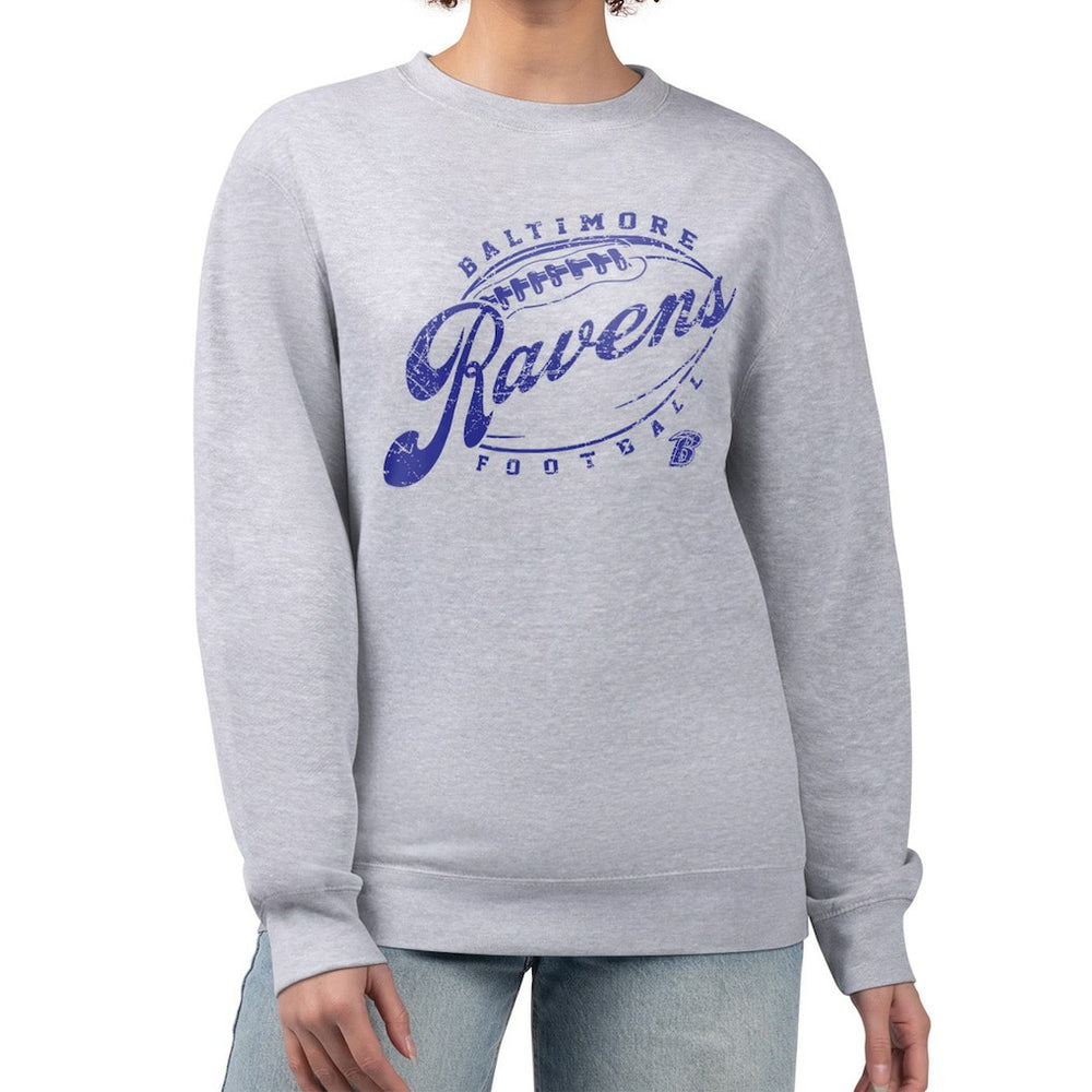G-III 4Her by Carl Banks Women's Distressed Graphics Fleece Pullover Sweatshirt - Baltimore Ravens Pullover