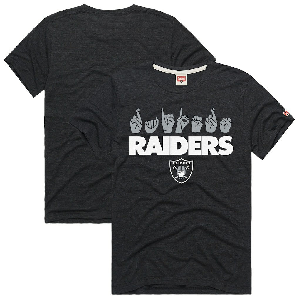 Homage Unisex NFL ASL Collection by Love Sign Tri-Blend T-Shirt - Las Vegas Raiders T-shirts
