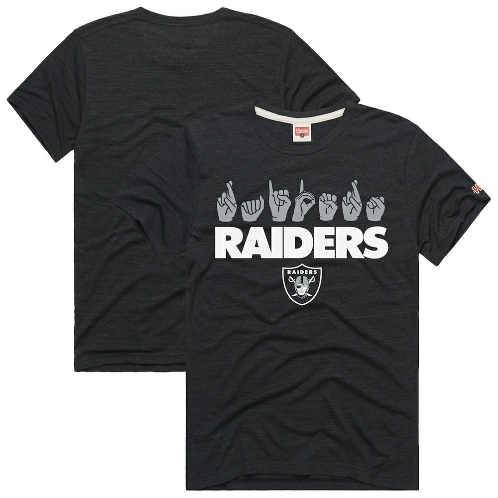 Homage Unisex NFL ASL Collection by Love Sign Tri-Blend T-Shirt - Las Vegas Raiders T-shirts