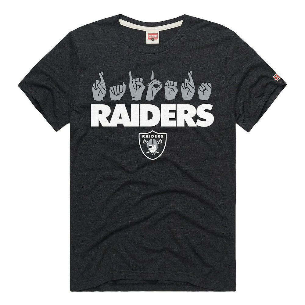 Homage Unisex NFL ASL Collection by Love Sign Tri-Blend T-Shirt - Las Vegas Raiders T-shirts