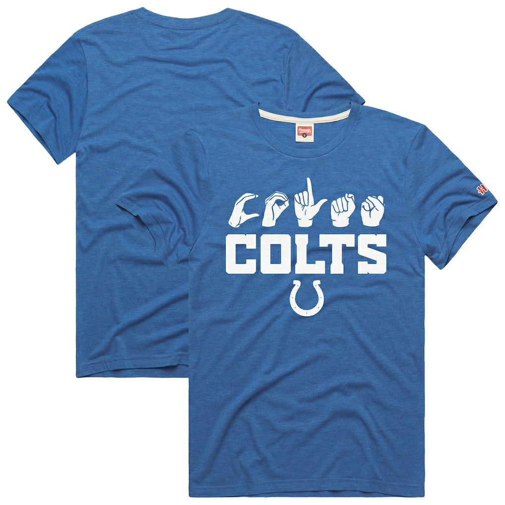 Homage Unisex NFL ASL Collection by Love Sign Tri-Blend T-Shirt - Indianapolis Colts T-shirts