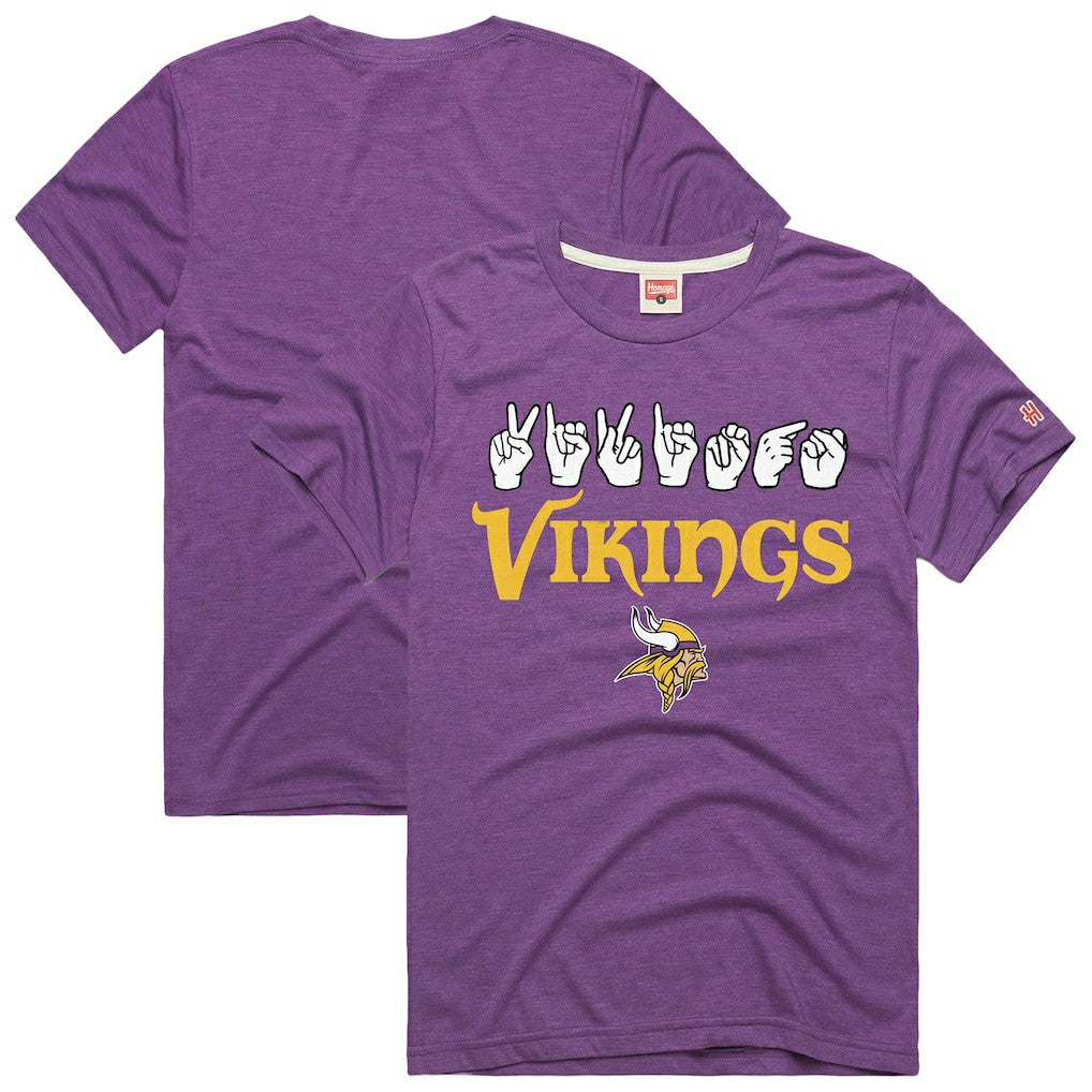 Homage Unisex NFL ASL Collection by Love Sign Tri-Blend T-Shirt - Minnesota Vikings T-shirts