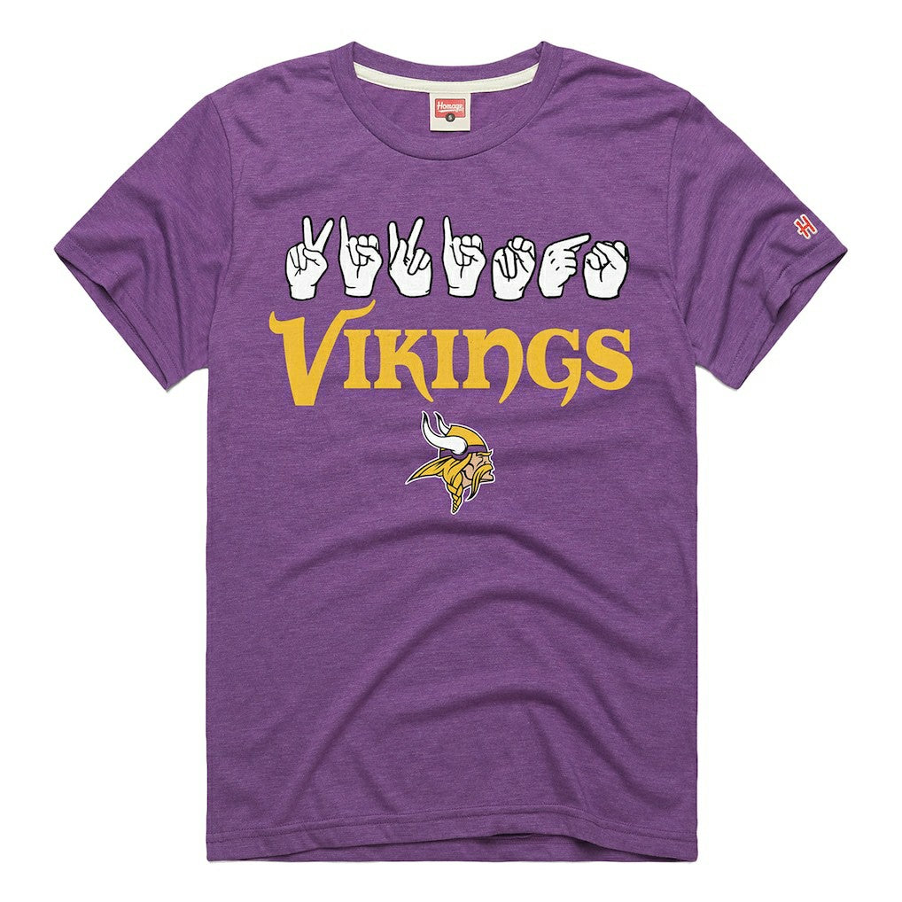 Homage Unisex NFL ASL Collection by Love Sign Tri-Blend T-Shirt - Minnesota Vikings T-shirts