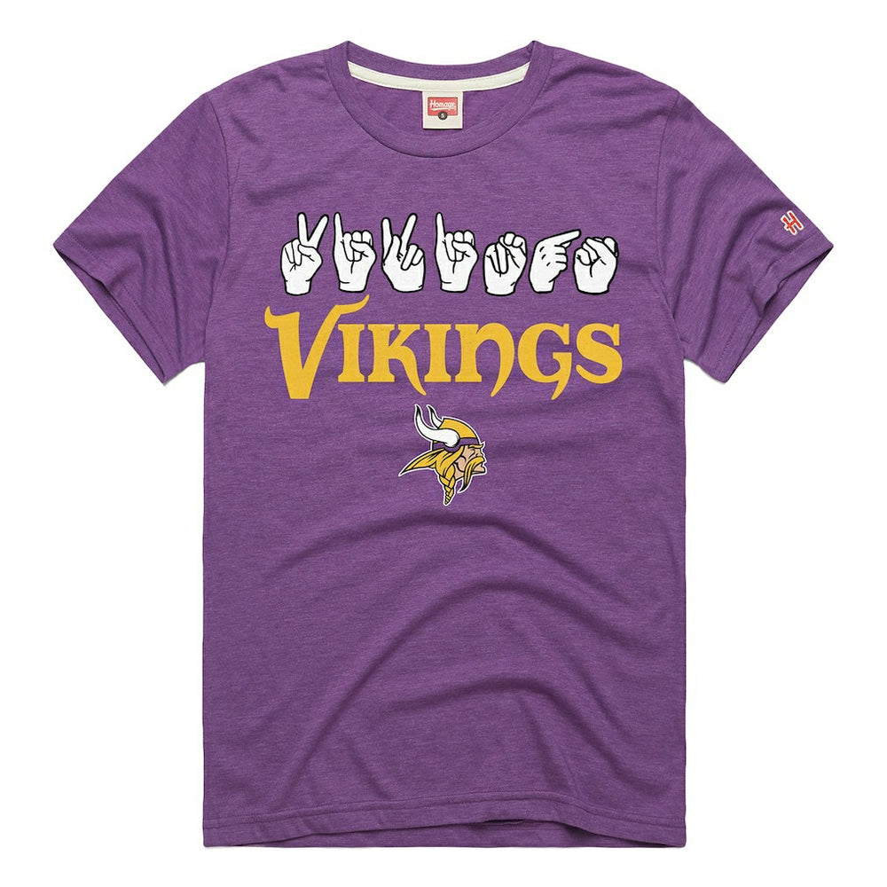 Homage Unisex NFL ASL Collection by Love Sign Tri-Blend T-Shirt - Minnesota Vikings T-shirts