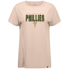 Khaki Philadelphia Phillies Levelwear Women's Influx Protect W T-Shirt