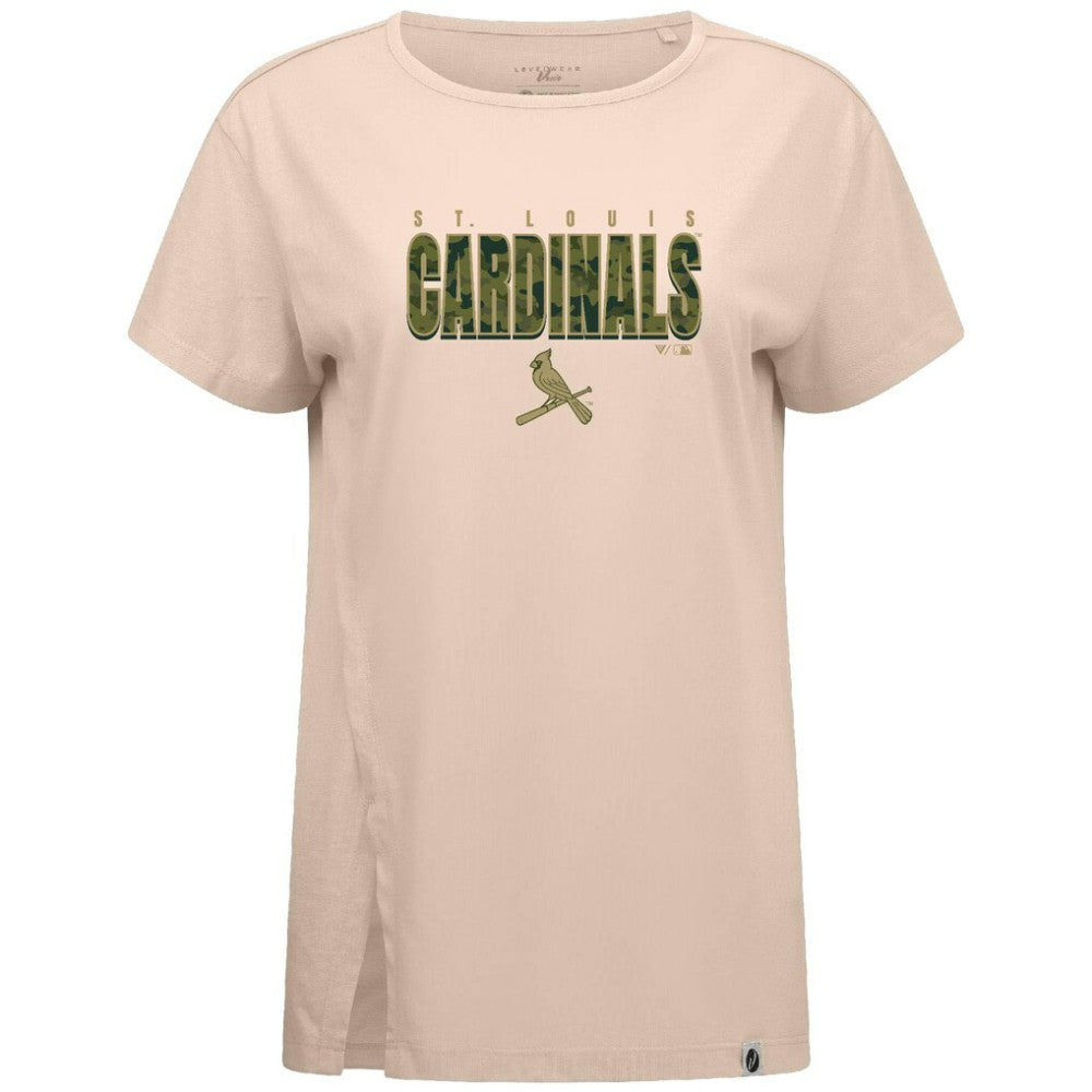 Khaki St. Louis Cardinals Levelwear Women's Influx Protect W T-Shirt