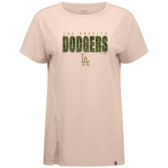 Khaki Los Angeles Dodgers Levelwear Women's Influx Protect W T-Shirt