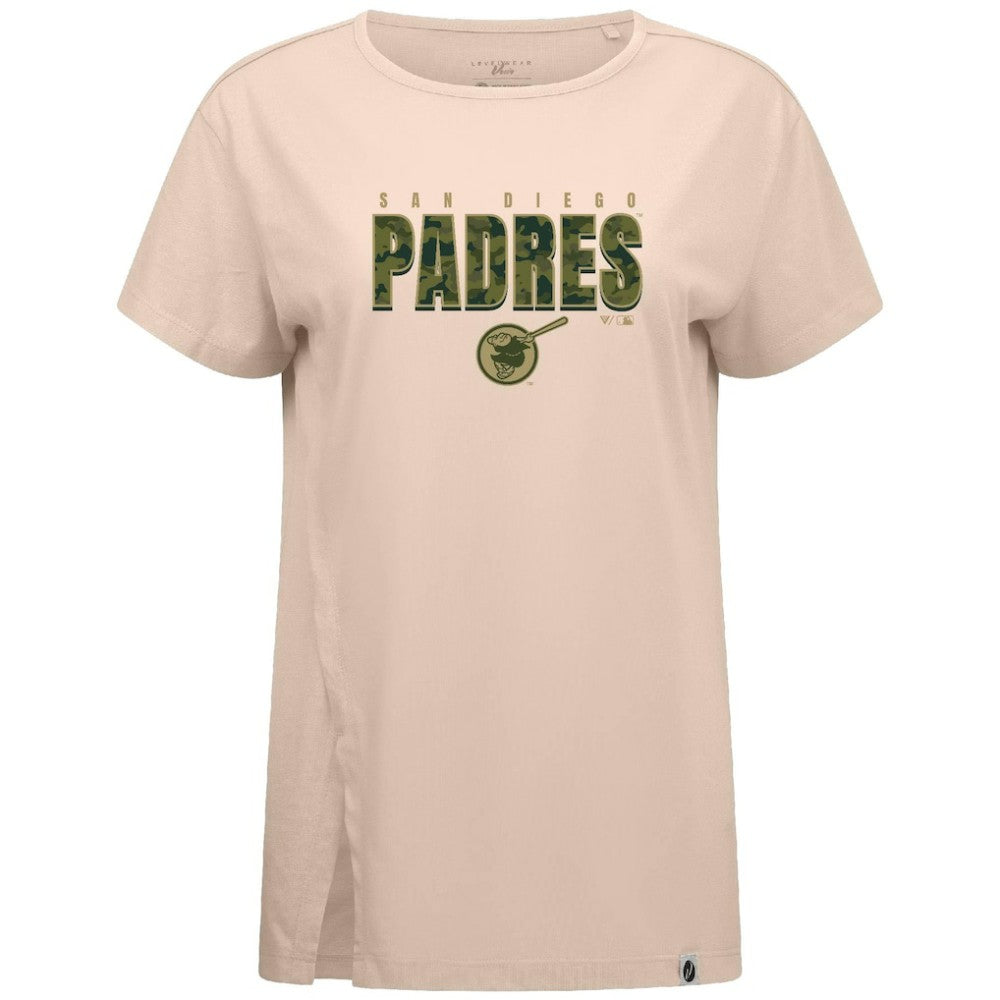 Khaki San Diego Padres Levelwear Women's Influx Protect W T-Shirt