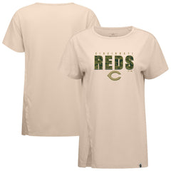 Khaki Cincinnati Reds Levelwear Women's Influx Protect W T-Shirt