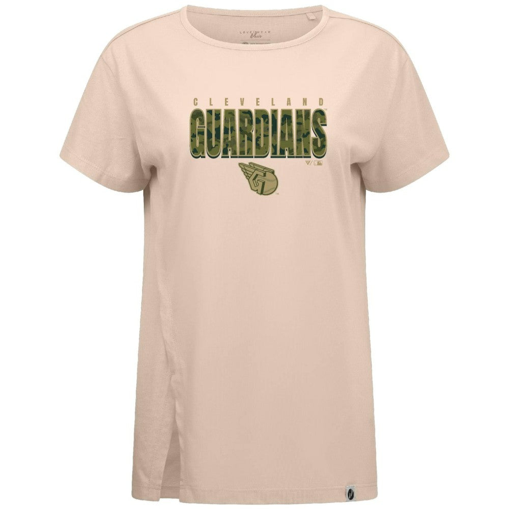 Khaki Cleveland Guardians Levelwear Women's Influx Protect W T-Shirt