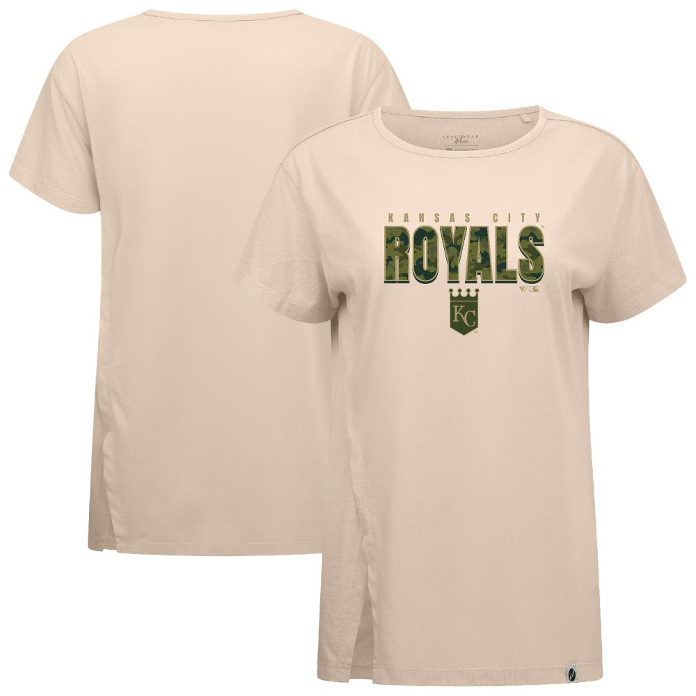 Khaki Kansas City Royals Levelwear Women's Influx Protect W T-Shirt