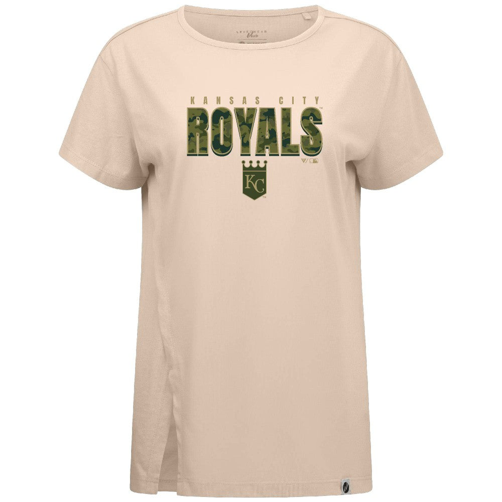 Khaki Kansas City Royals Levelwear Women's Influx Protect W T-Shirt