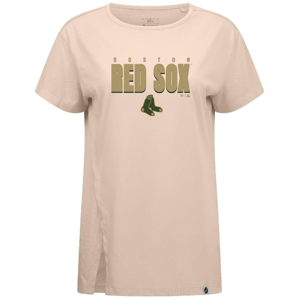 Khaki Boston Red Sox Levelwear Women's Influx Protect W T-Shirt