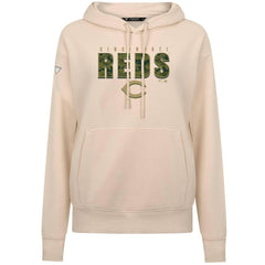 Khaki Cincinnati Reds Levelwear Women's Adorn Protect W Pullover Hoodie