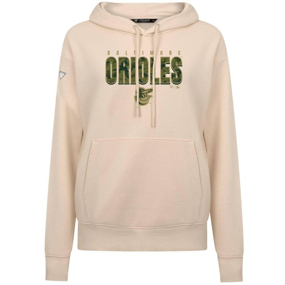 Khaki Baltimore Orioles Levelwear Women's Adorn Protect W Pullover Hoodie