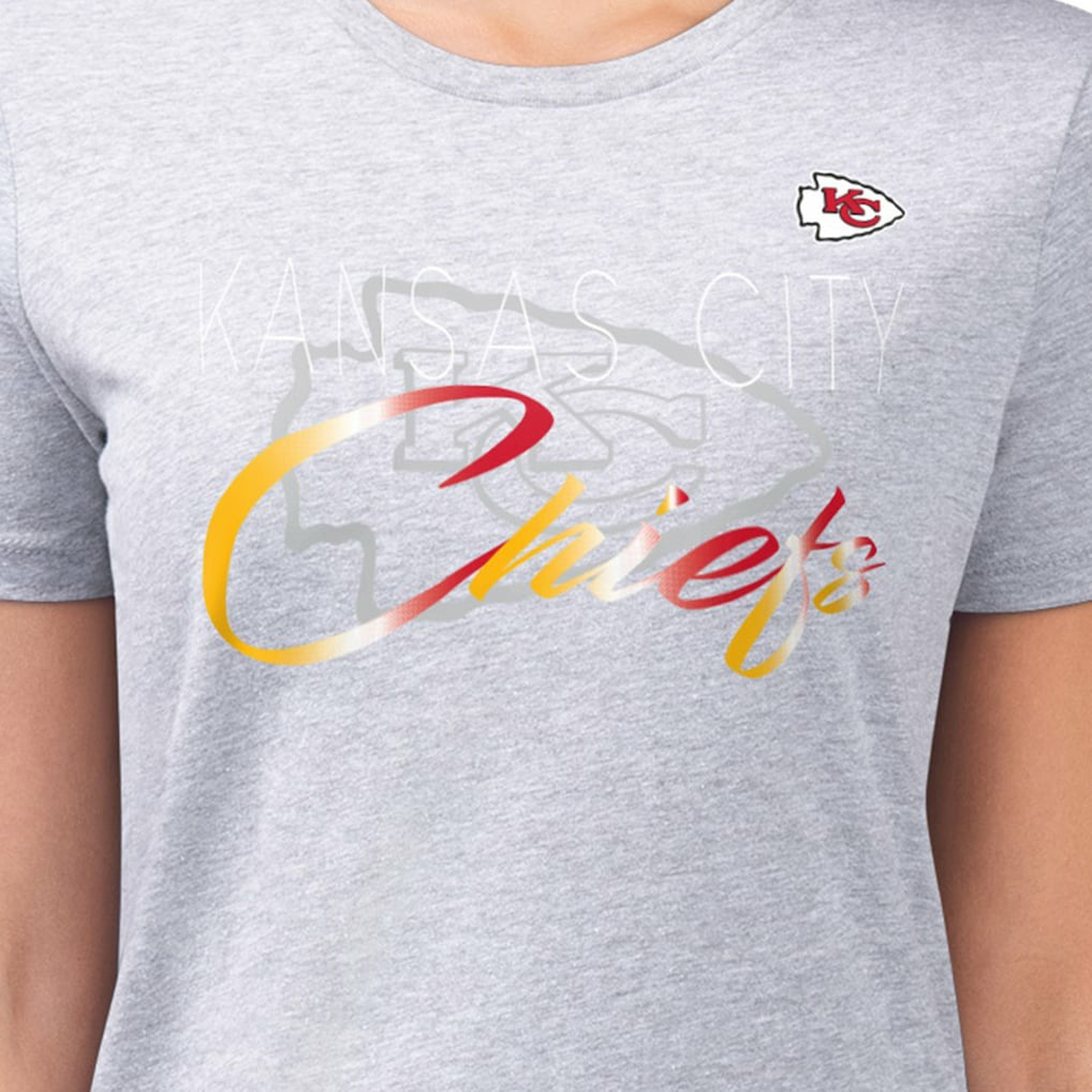 G-III 4Her by Carl Banks Women's Super-Slim Fit Lightweight Shadow Logo T-Shirt - Kansas City Chiefs T-shirts