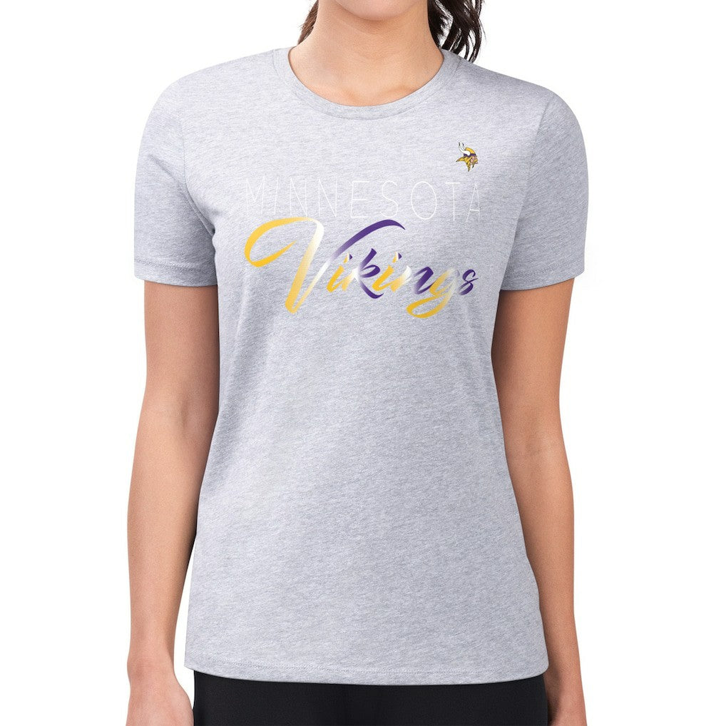 G-III 4Her by Carl Banks Women's Super-Slim Fit Lightweight Shadow Logo T-Shirt - Minnesota Vikings T-shirts