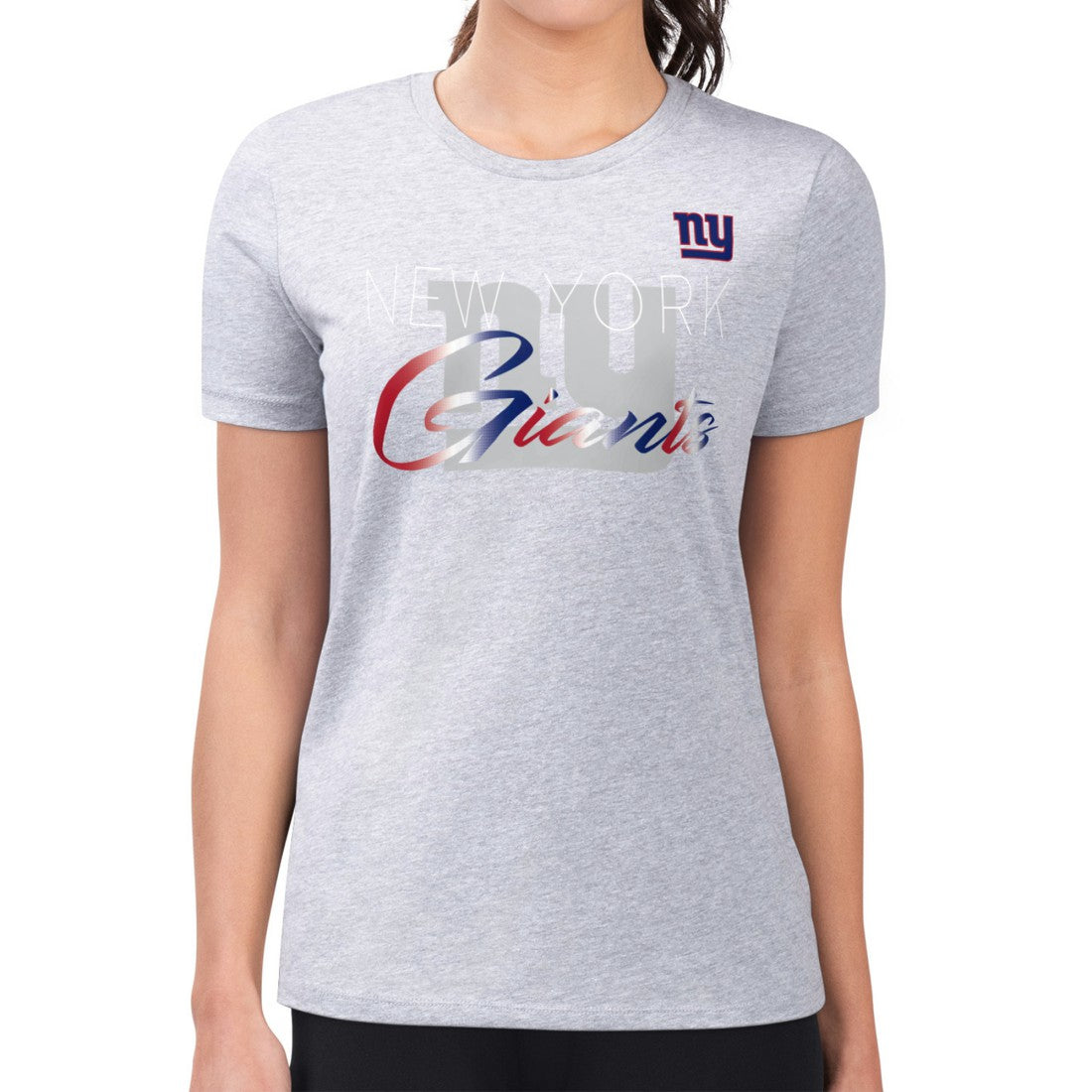 G-III 4Her by Carl Banks Women's Super-Slim Fit Lightweight Shadow Logo T-Shirt - New York Giants T-shirts