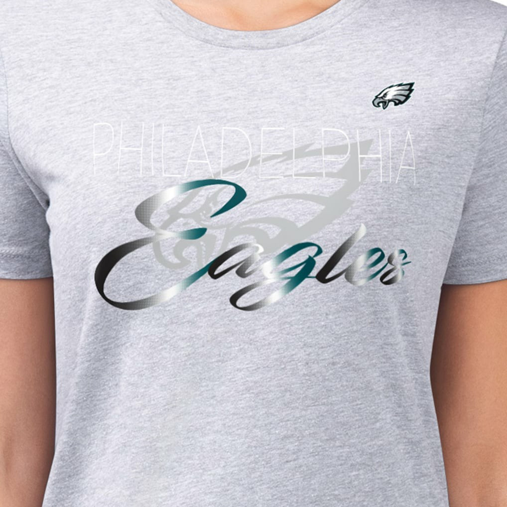 G-III 4Her by Carl Banks Women's Super-Slim Fit Lightweight Shadow Logo T-Shirt - Philadelphia Eagles T-shirts